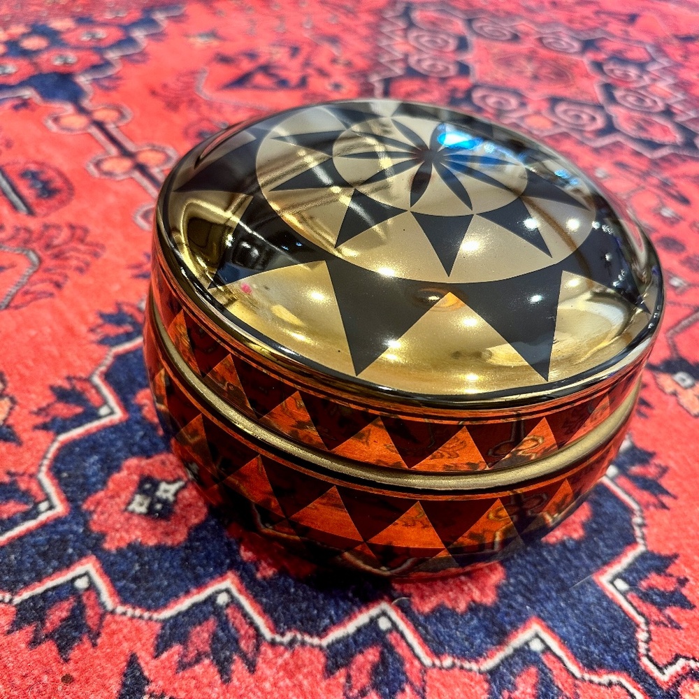 Black and Gold Patterned Lidded Jar